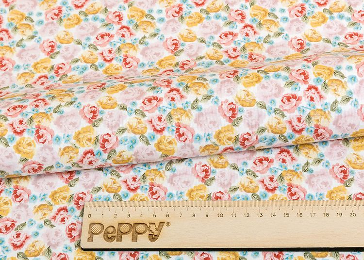 Ткань для пэчворка «ВЕРСАЛЬСКИЕ САДЫ», 50x55 см, 146 г/м2, 100% хлопок, цвет: ВС-18 белый, принт, Peppy — картинка 2