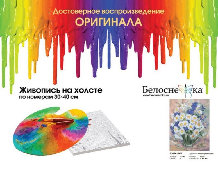 Картина по номерам «Ромашки» — картинка 4