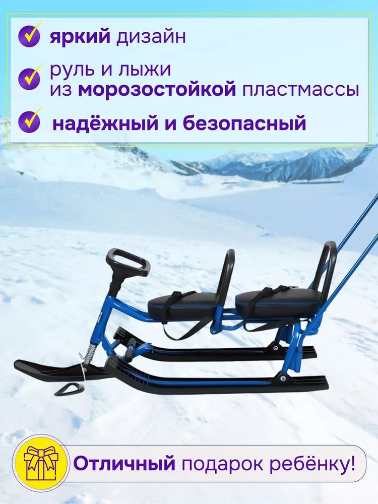 Снегокат детский 505 TWINS BABY PUSH со спинкой для двоих — картинка 3