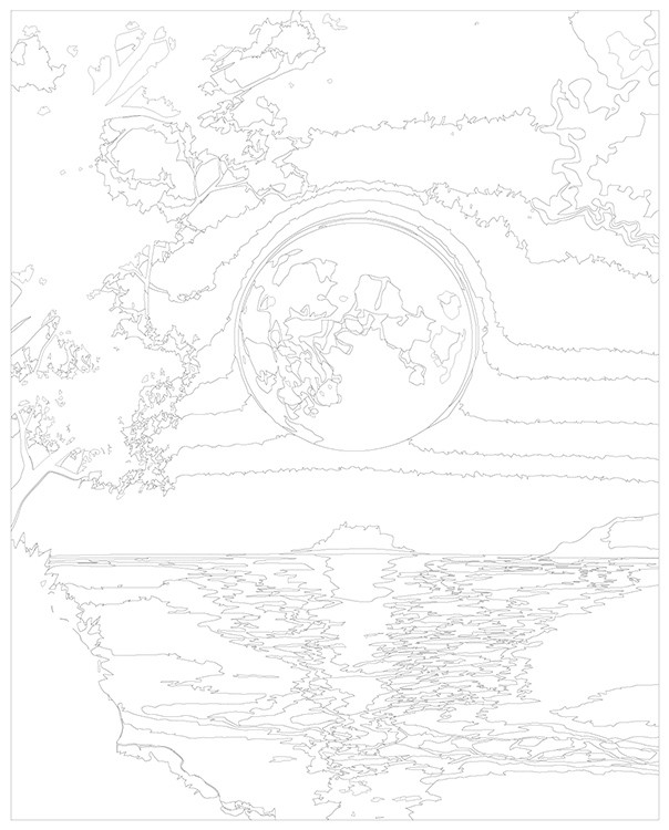 Картина по номерам «Природа: Яркая луна над морем 2» — картинка 3