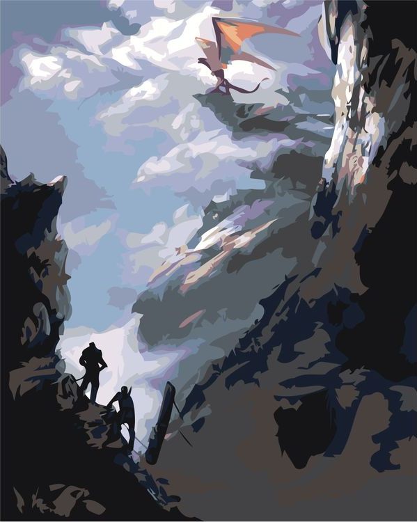 Картина по номерам «Дракон на скале»
