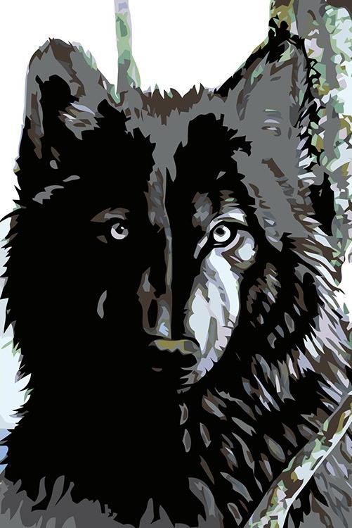 Картина по номерам «Черный волк»