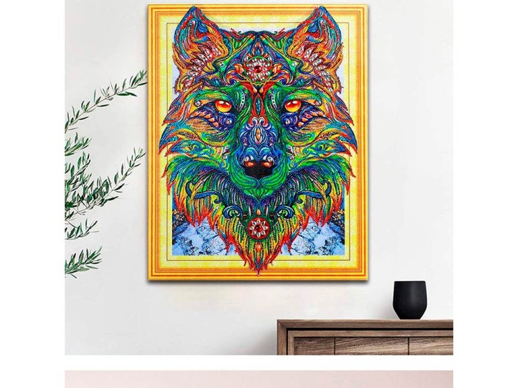 Алмазная вышивка 5D «Зеленый волк» — картинка 5