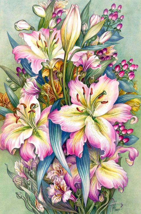 Алмазная вышивка «Розовые лилии» — картинка 2