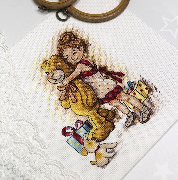Набор для вышивания «Девочка с мишкой» — картинка 4