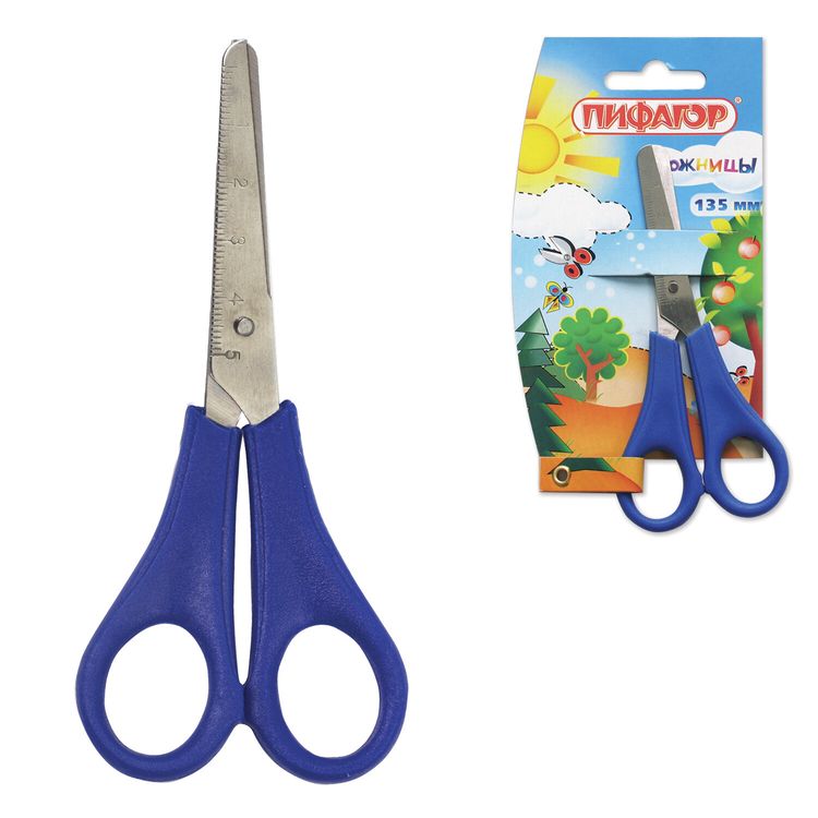 Ножницы 135 мм, с линейкой, ПИФАГОР — картинка 2