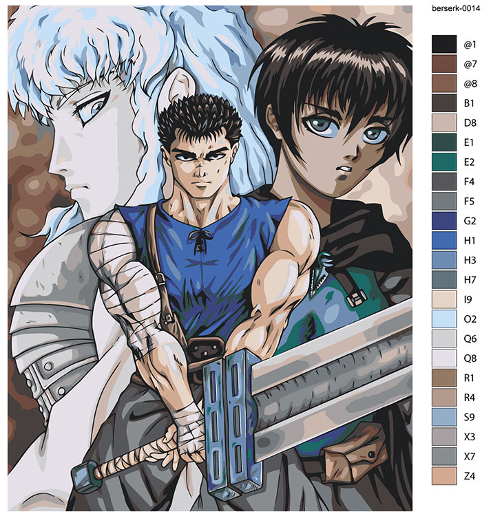 Картина по номерам «Берсерк Berserk манга аниме: Персонажи» — картинка 2