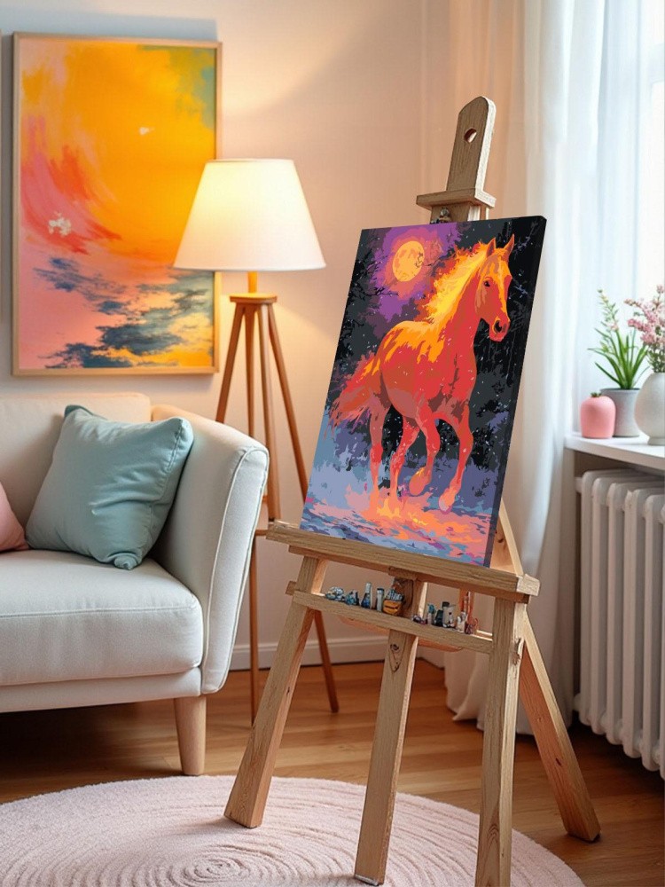 Картина по номерам Красная огненная лошадь Символ года — картинка 9