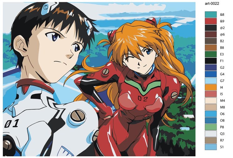 Картина по номерам «Evangelion Евангелион: Аска Лэнгли и Синдзи Икари» — картинка 2