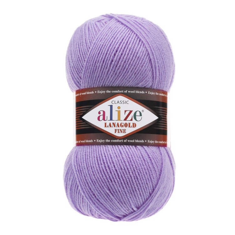 Пряжа ALIZE LanaGold Fine (Ализе Лана голд файн) (166), светло-сиреневый, 5 шт. по 100 г