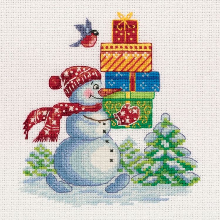 Набор для вышивания «Открытка. Снеговик с подарками»