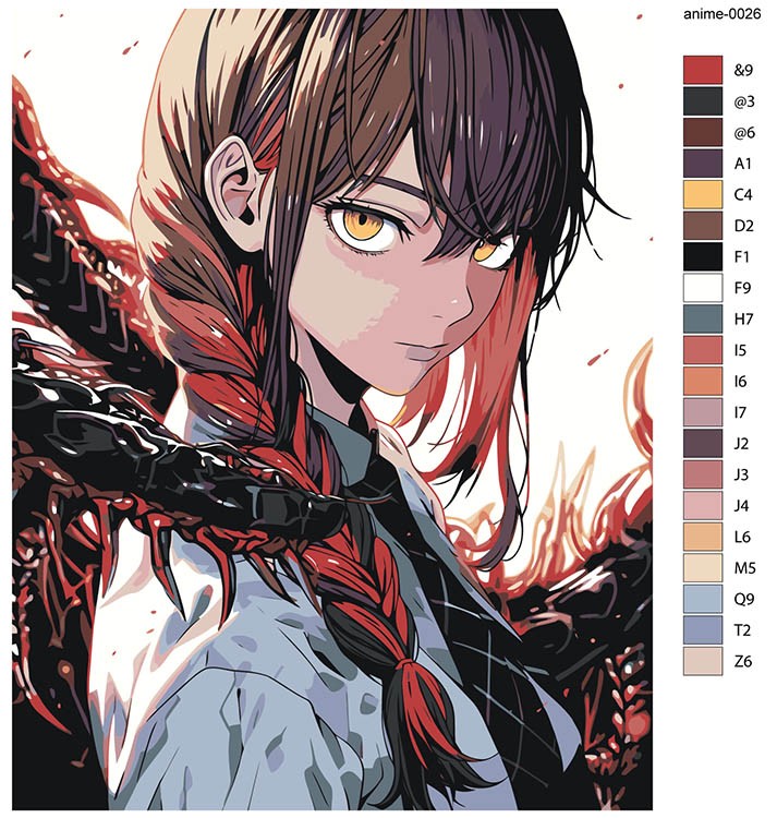 Картина по номерам «Аниме: Девушка с кровавыми цепями» — картинка 2