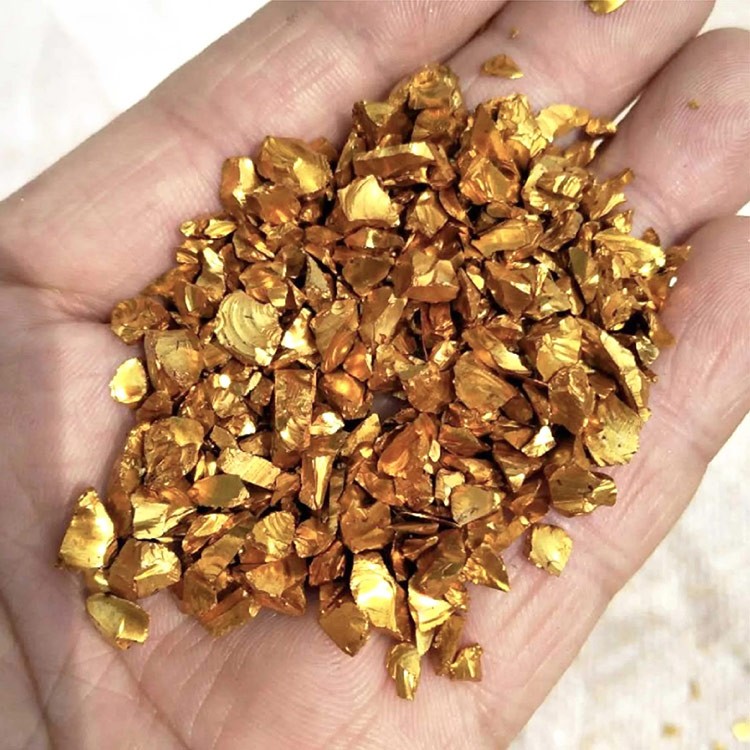 Золотая стеклянная крошка Gold, фракция 3-6мм, 100 г — картинка 3