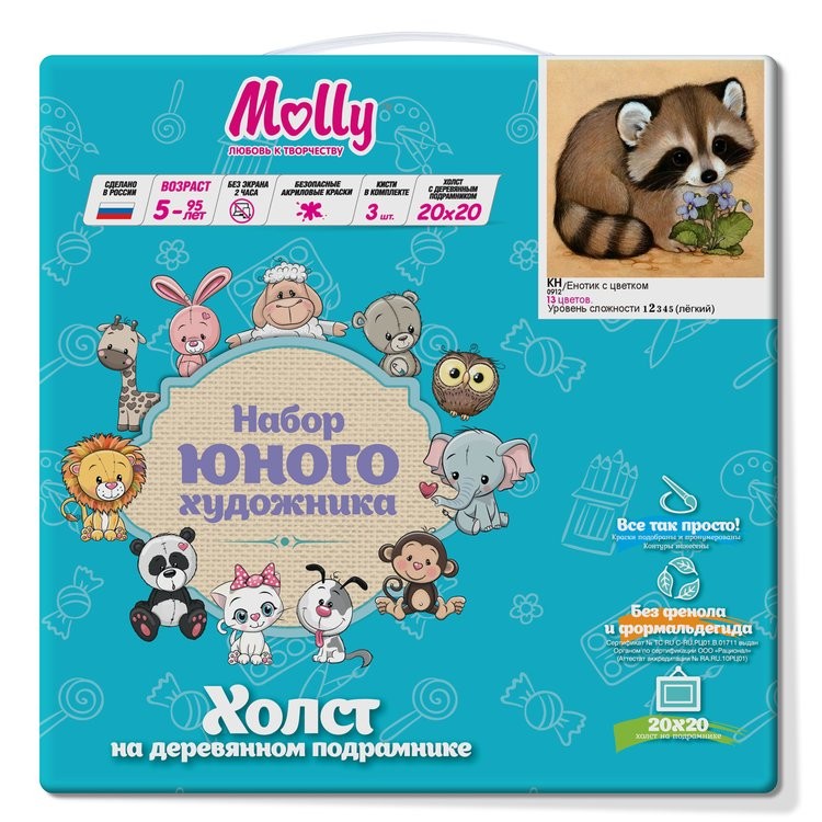 Картина по номерам «Енотик с цветком» — картинка 2