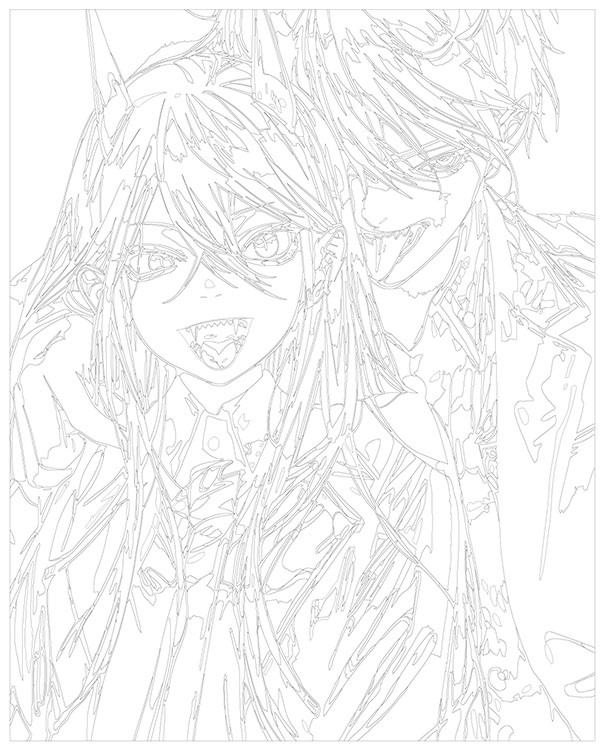 Картина по номерам «Аниме: Девушка и парень с острыми клыками» — картинка 3