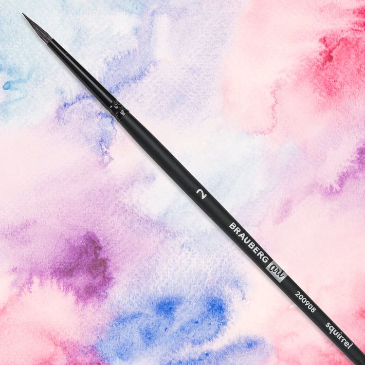 Кисть художественная профессиональная Art Classic, белка, круглая, № 2, короткая ручка, Brauberg — картинка 5