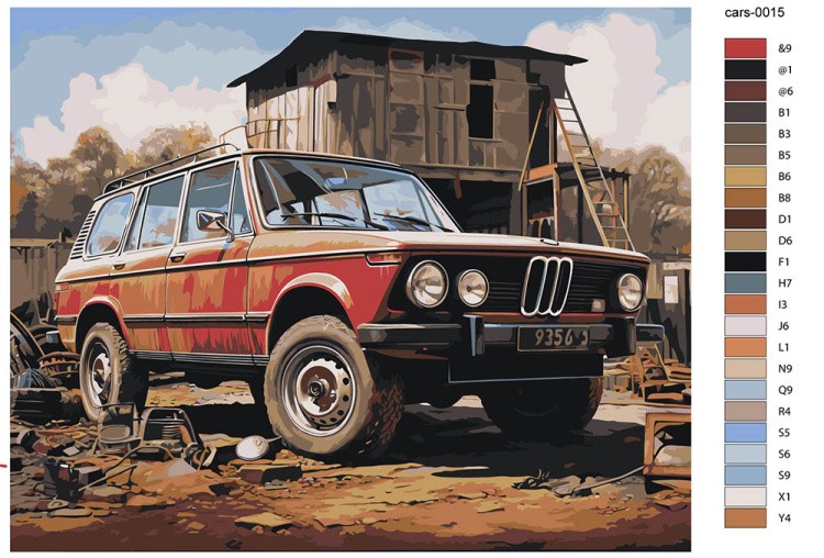 Картина по номерам «Машины: Красный джип БМВ» — картинка 2