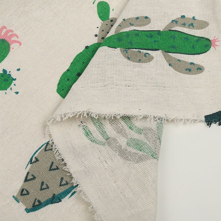 Ткань лен, 140 г/м², 30% лен, 70% хлопок, 3 м, ширина 150 см, цвет: белый, принт, TBY — картинка 3