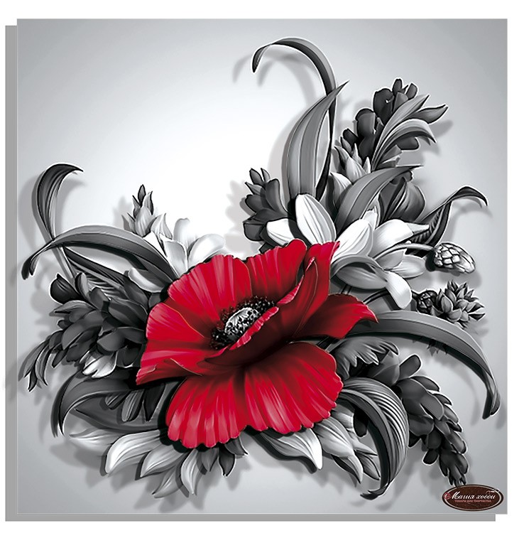 Набор папертоль «Мак на черно-белом» 29x29 см — картинка 2