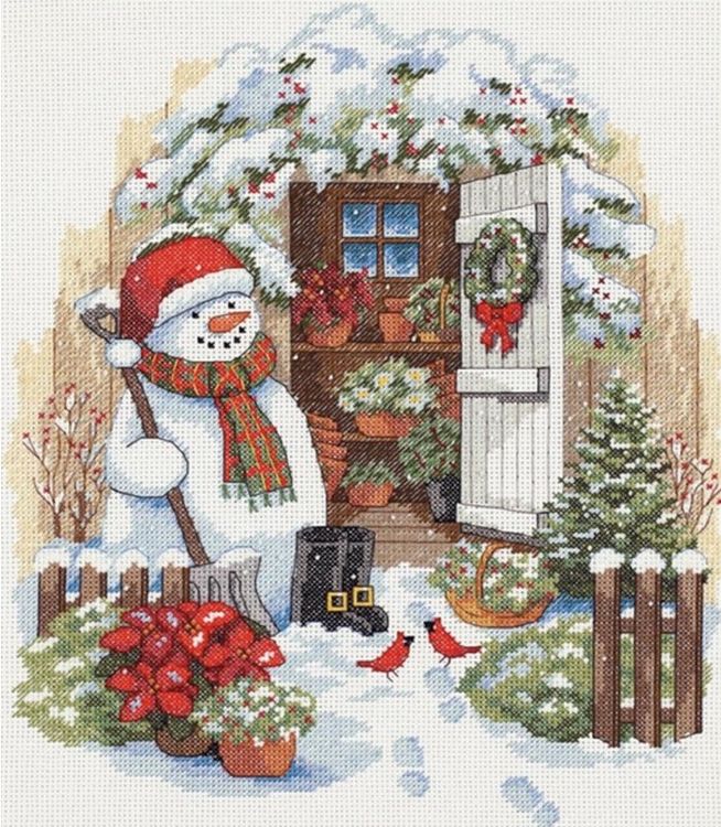 Набор для вышивания «Снеговик во дворе»