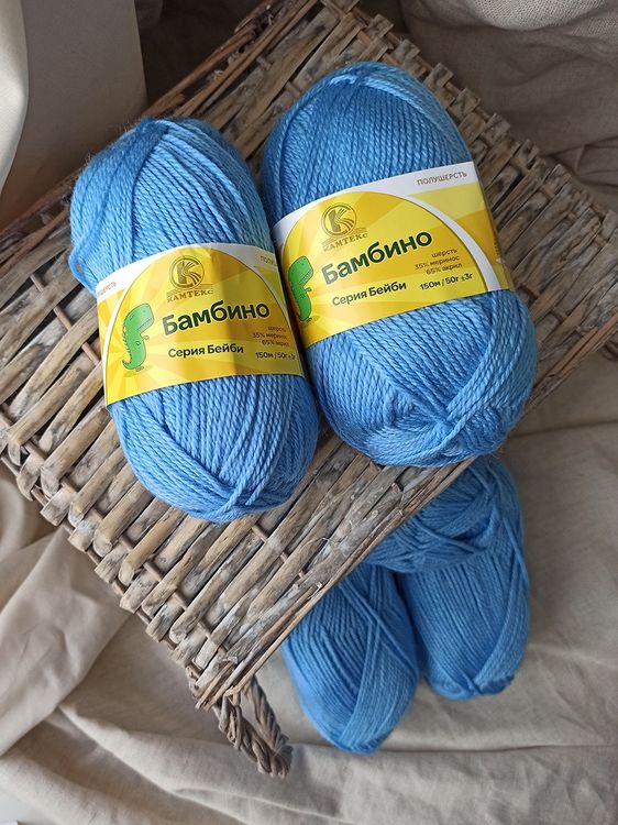 Пряжа Камтекс Бамбино (015), голубой, 5 шт. по 50 г — картинка 2