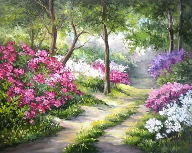 Алмазная вышивка «Цветочная дорога» — картинка 2