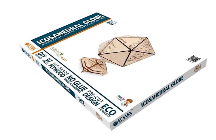 Конструктор деревянный 3D EWA «Глобус Икосаэдр с секретом», (шкатулка, сейф) — картинка 8