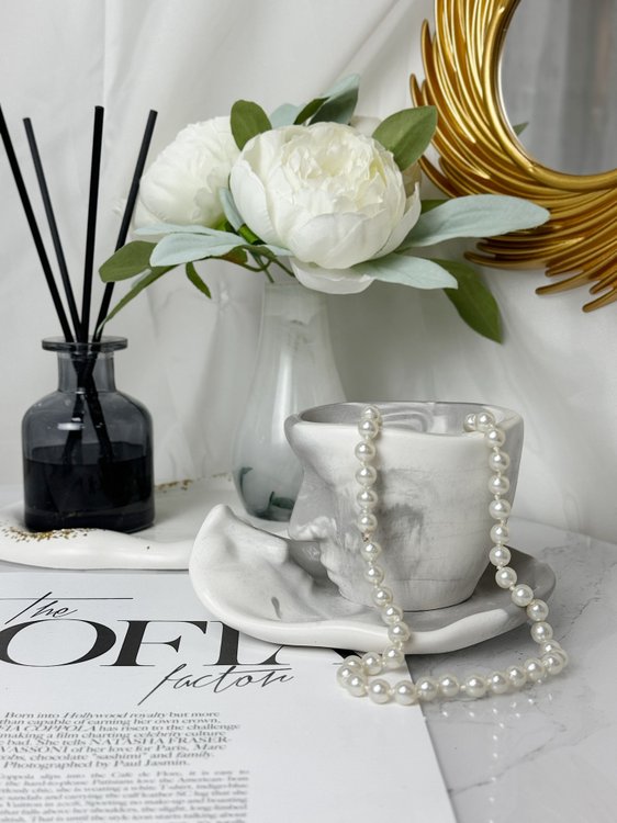 Силиконовый молд - Контейнер для свечей лицо с блюдцем, 10x8см, 2 молда — картинка 5