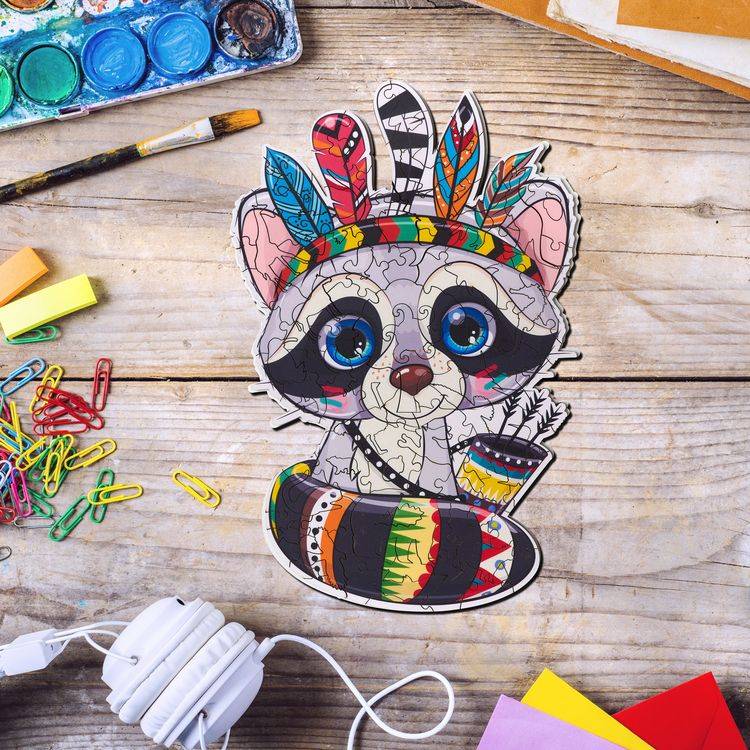 Деревянные пазлы Артвентура «Енотик индеец» — картинка 2