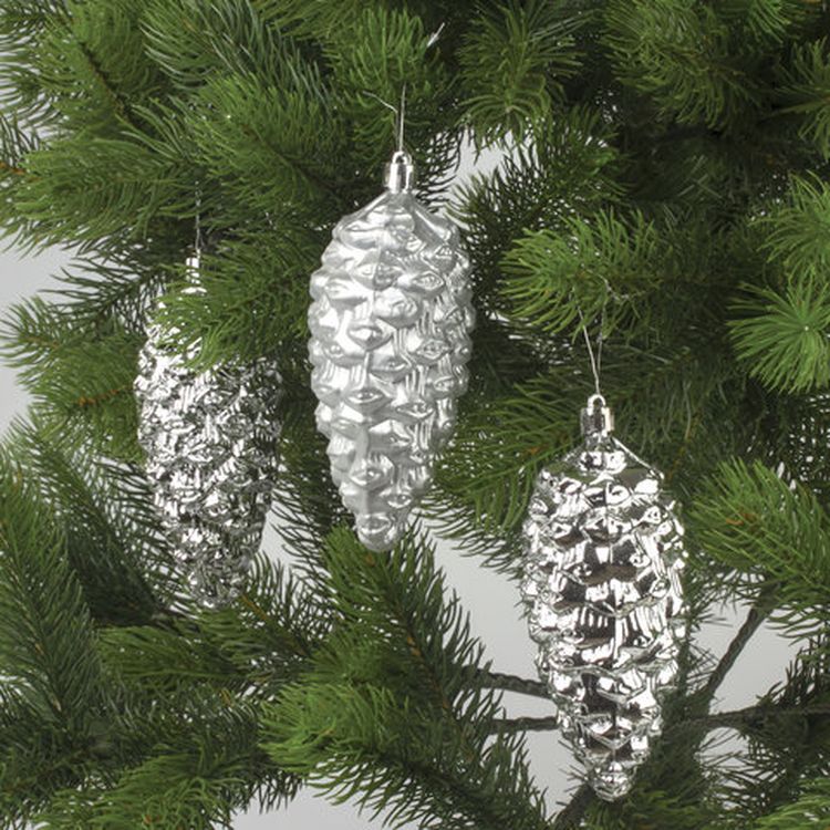 Украшения елочные «Шишки», набор 3 шт., цвет: серебристый — картинка 6