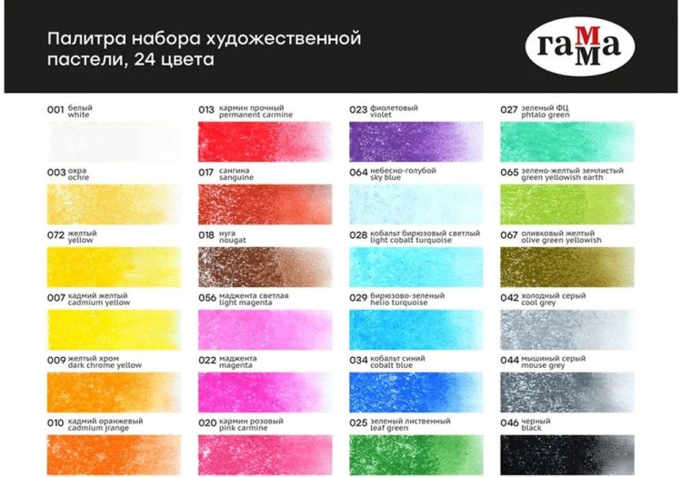Пастель сухая художественная «Старый Мастер», 24 цв., базовые цв., квадратное сечение, Gamma — картинка 5
