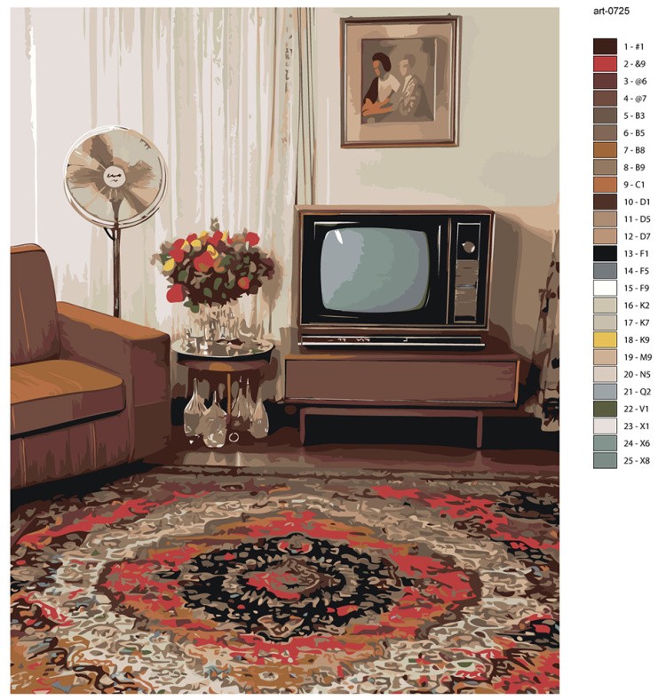 Картина по номерам Панельки родные ковер в интерьере — картинка 2