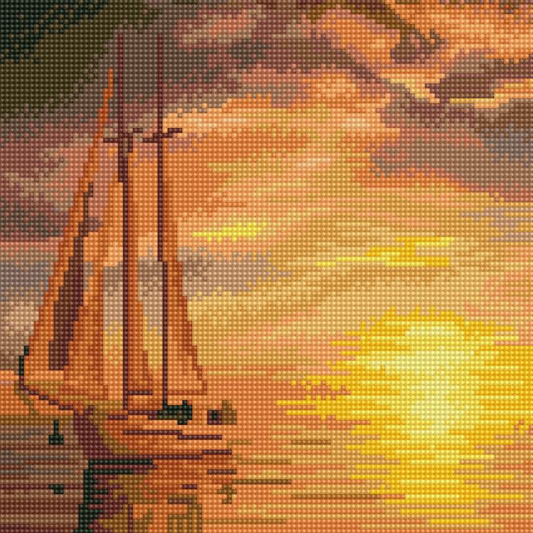 Алмазная вышивка «Яхта на закате» — картинка 2