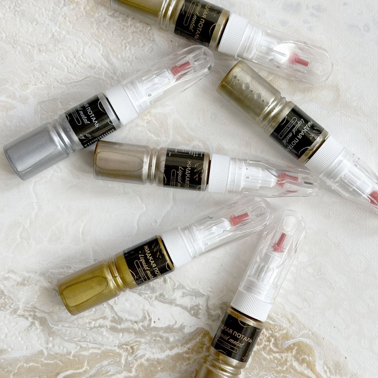 Жидкая поталь Liquid Metal Латунь 2в1, 20 мл — картинка 6