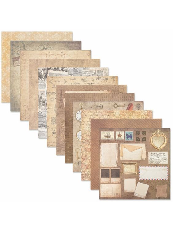 Бумага для скрапбукинга 30х30 см «Ретро», 12 дизайнов — картинка 2