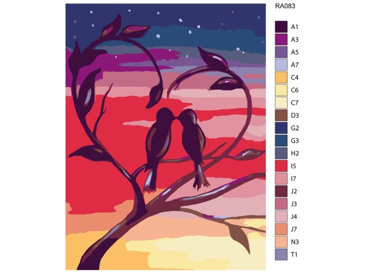 Картина по номерам «Пара птичек» — картинка 2