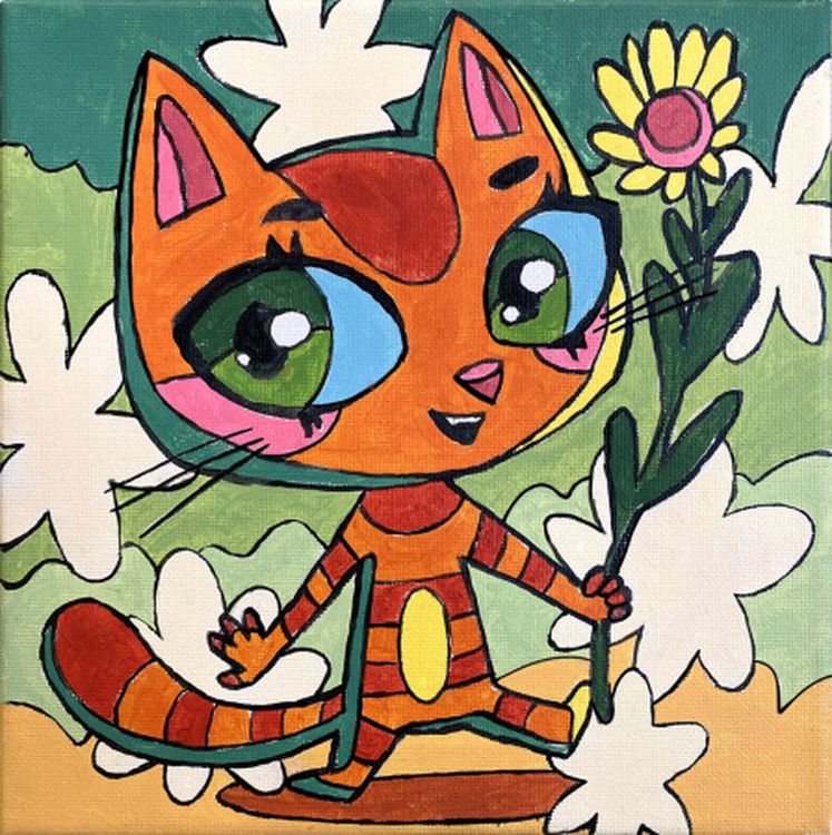 Картина по номерам «Цветочный кот» — картинка 5