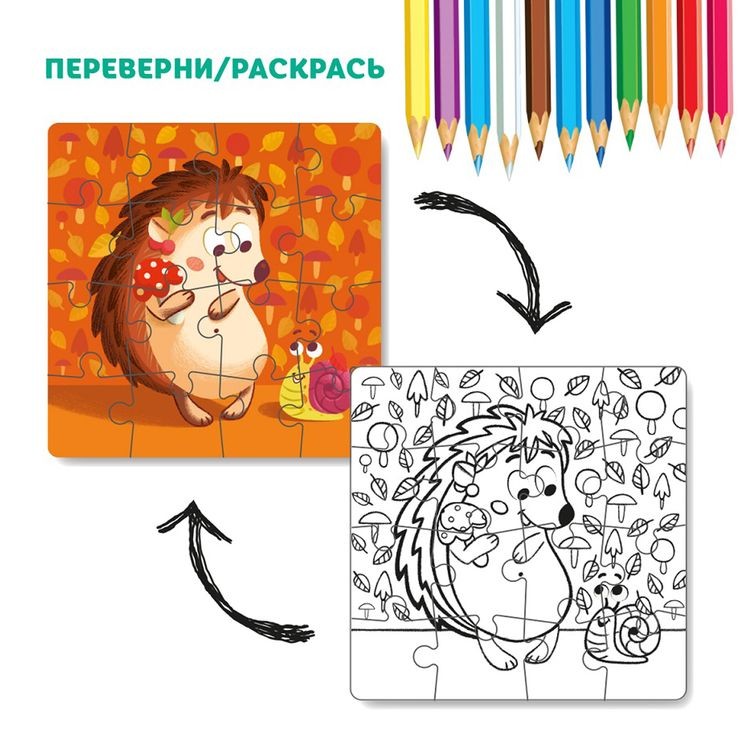 Пазл-раскраска 2 в 1 «Ежик» — картинка 2