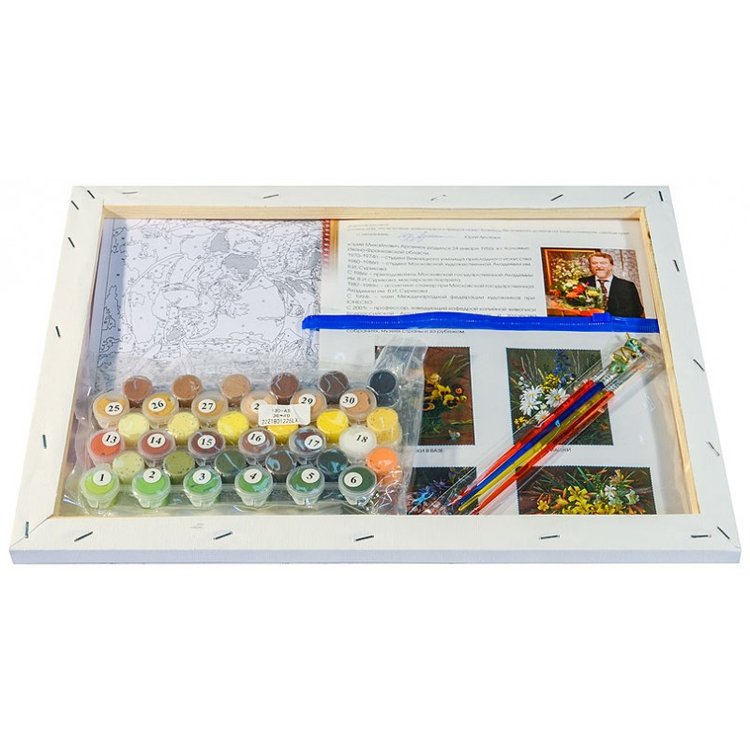 Картина по номерам «Анютины глазки в вазе» — картинка 3