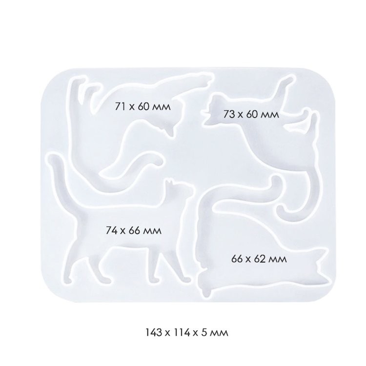 Силиконовый молд - Кошечки, 15x12см 1 шт. — картинка 2