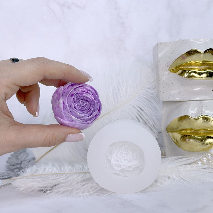 Силиконовый молд - Ранункулюс, d 4,5 см, 1 шт. — картинка 2