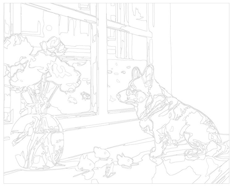 Картина по номерам «Собака корги в стиле картины Матисса» — картинка 3