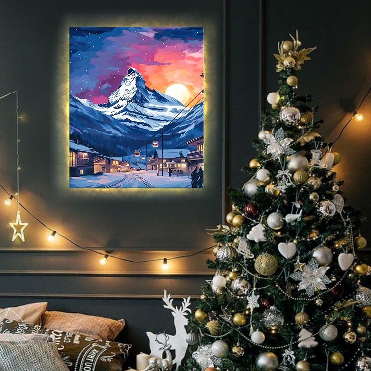 Картина по номерам «Швейцарский курорт» LED подсветка — картинка 3