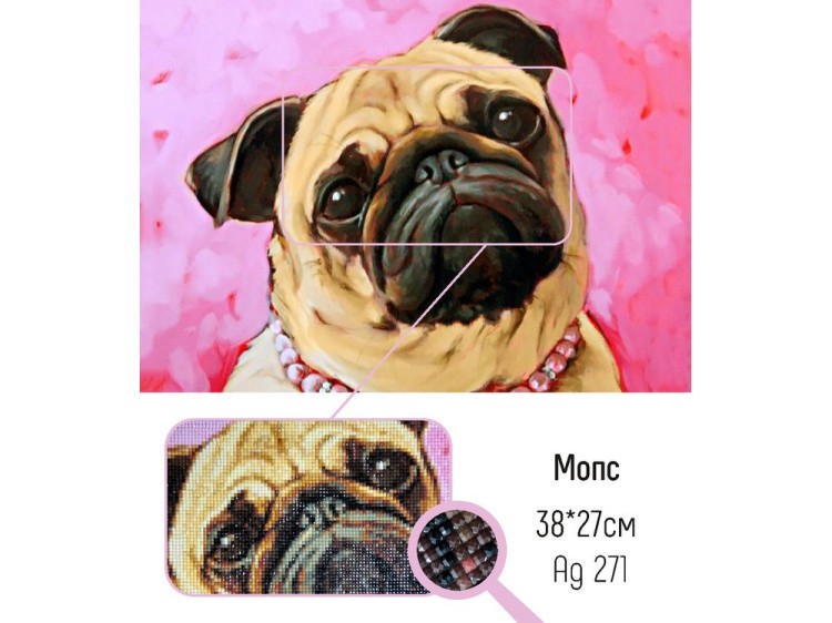 Алмазная вышивка «Мопс» — картинка 2