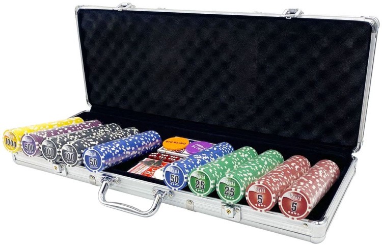Покерный набор NUTS, 500 фишек, 11,5 г с номиналом в чемодане