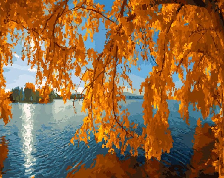 Картина по номерам «Осень на пруду»
