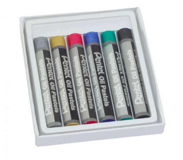 Пастель масляная, металлик, 6 цв., Pentel — картинка 5