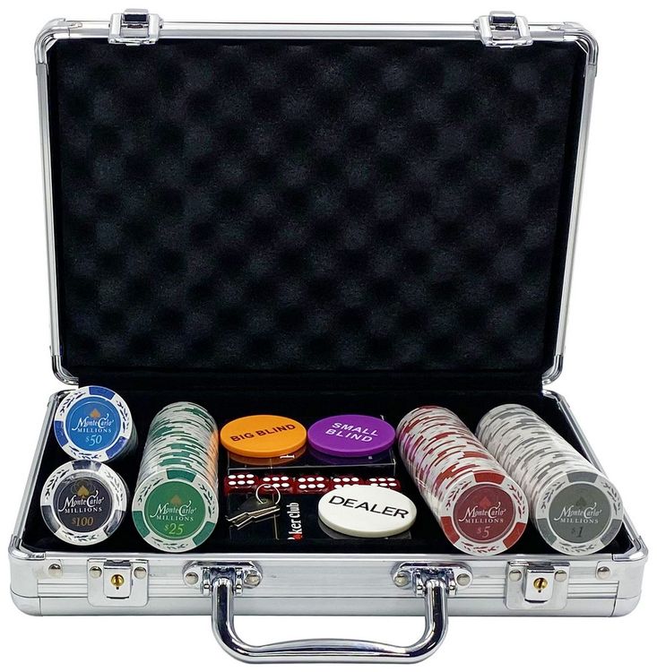 Покерный набор Monte Carlo, 200 фишек с номиналом в чемодане — картинка 2