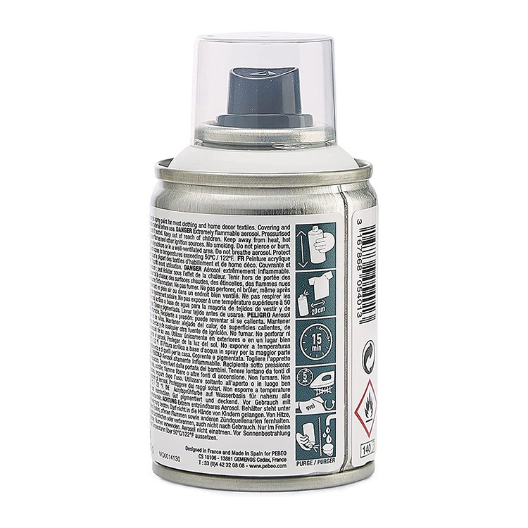 Краска для текстиля 7А Spray (аэрозоль), 100 мл, цвет: белый, Pebeo — картинка 2