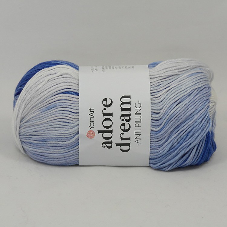 Пряжа YarnArt Adore Dream (1067), сине-белый, 5 шт. по 100 г — картинка 2
